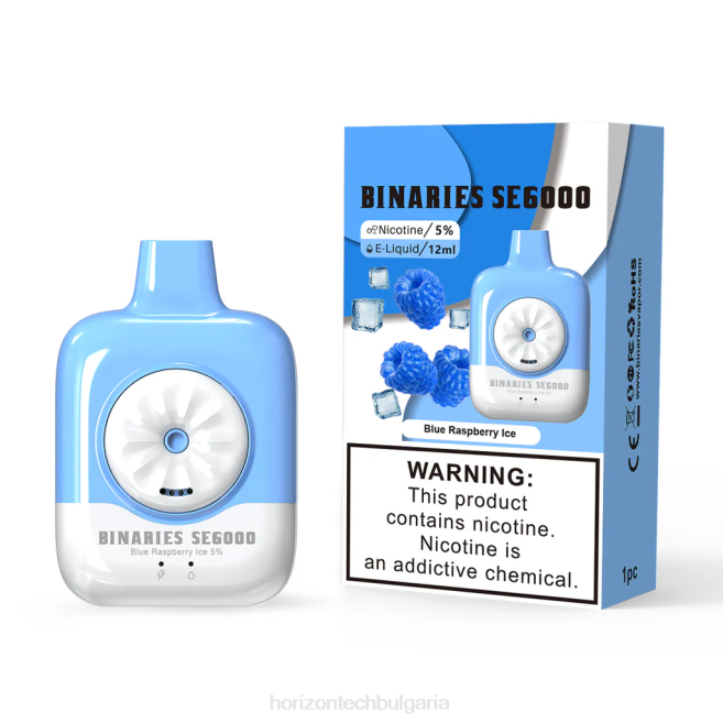 HorizonTech Binaries Cabin за еднократна употреба 12мл син малинов лед P4F8125 Horizontech Vape Kit