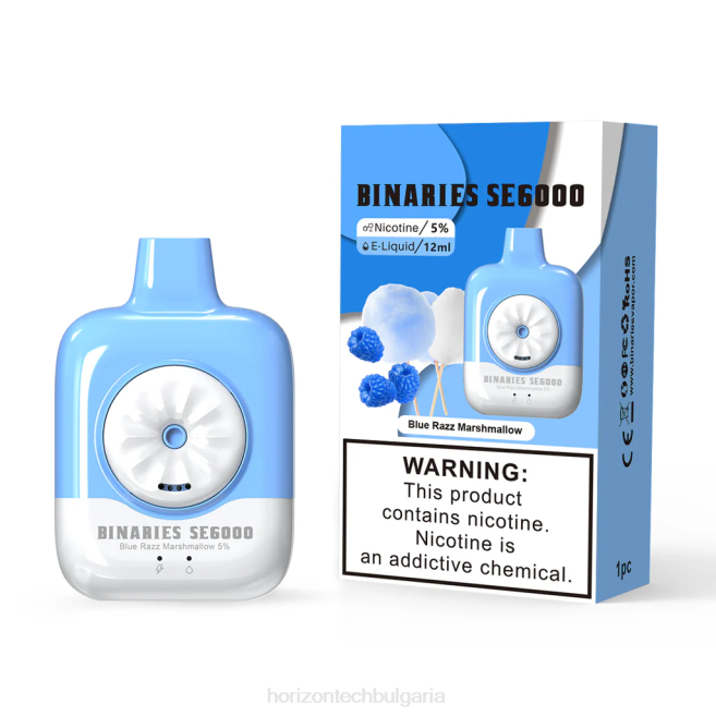 HorizonTech Binaries Cabin за еднократна употреба 12мл blue razz marshmallow P4F8136 Horizontech Disposable Vape