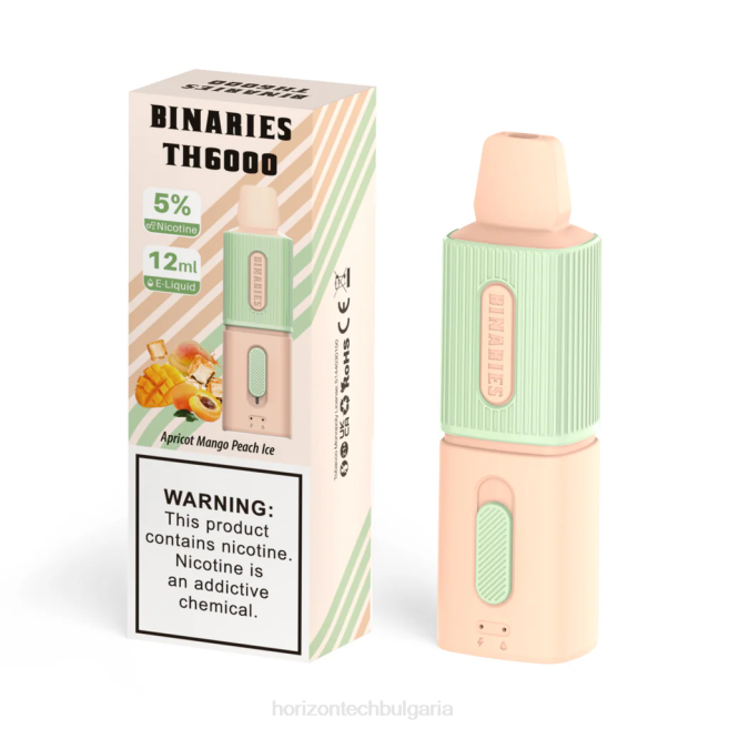 HorizonTech Binaries Cabin th6000 за еднократна употреба 12 мл кайсия манго прасковен лед P4F8104 Horizon Tech Vape Tank