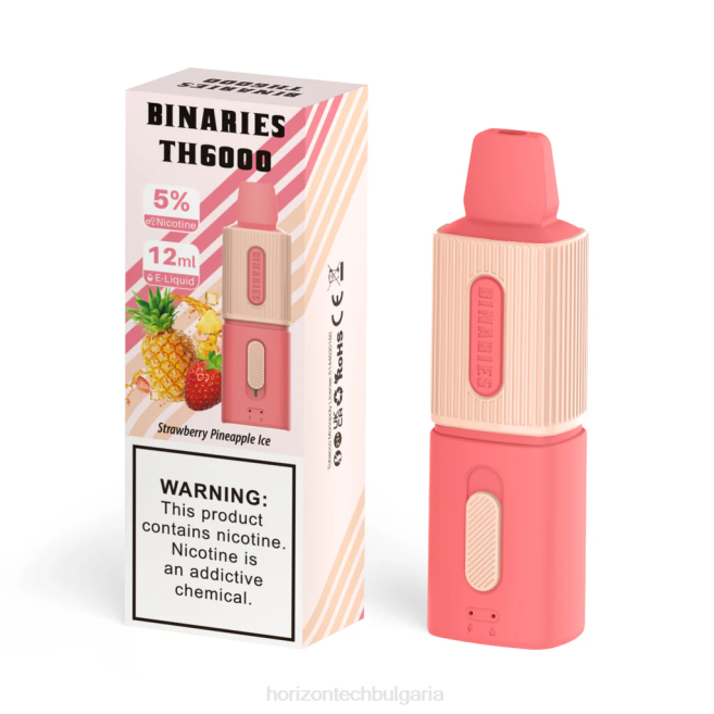 HorizonTech Binaries Cabin th6000 за еднократна употреба 12 мл ягодов ананас лед P4F8105 Horizontech Vape Kit