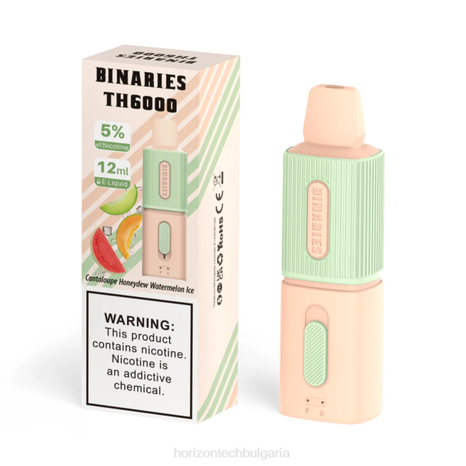 HorizonTech Binaries Cabin th6000 за еднократна употреба 12 мл пъпеш медена роса диня лед P4F8107 Horizon Tech Vape