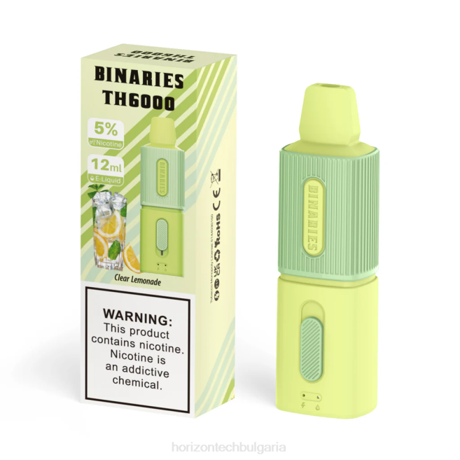 HorizonTech Binaries Cabin th6000 за еднократна употреба 12 мл бистра лимонада P4F8114 Horizon Tech Vape Tank