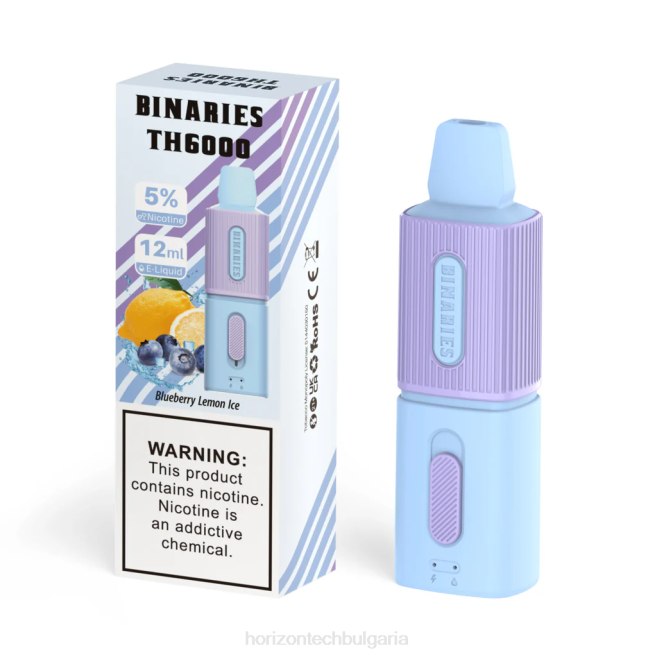 HorizonTech Binaries Cabin th6000 за еднократна употреба 12 мл боровинков лимонов лед P4F8115 Horizontech Vape Kit