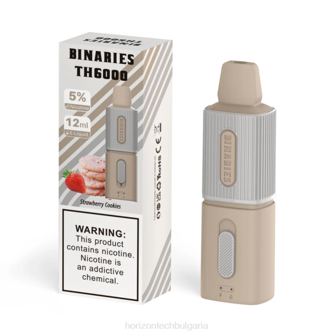 HorizonTech Binaries Cabin th6000 за еднократна употреба 12 мл ягодови бисквити P4F8116 Horizontech Disposable Vape