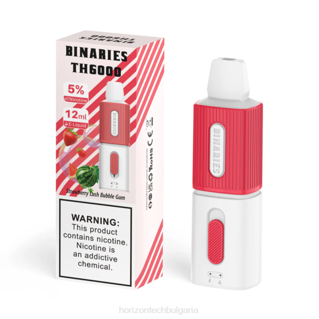 HorizonTech Binaries Cabin th6000 за еднократна употреба 12 мл ягодови буйни балончета P4F8117 Horizon Tech Vape