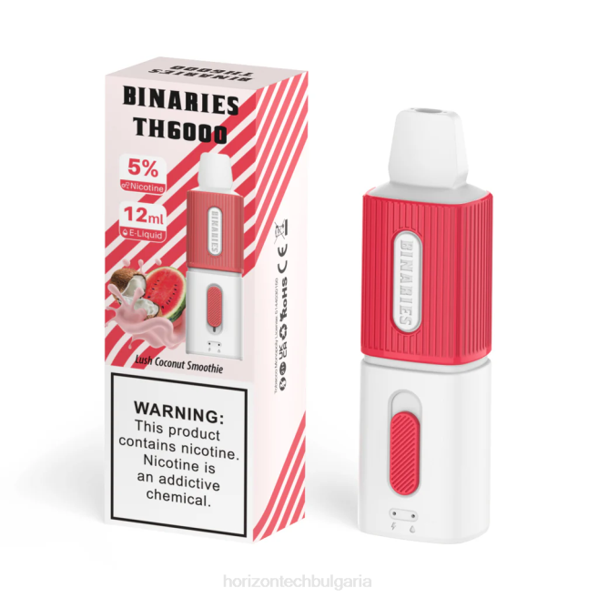 HorizonTech Binaries Cabin th6000 за еднократна употреба 12 мл пищно кокосово смути P4F8119 Horizon Tech Vape Coils