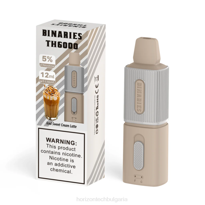 HorizonTech Binaries Cabin th6000 за еднократна употреба 12 мл ледена сладка сметана лате P4F8124 Horizon Tech Vape Tank