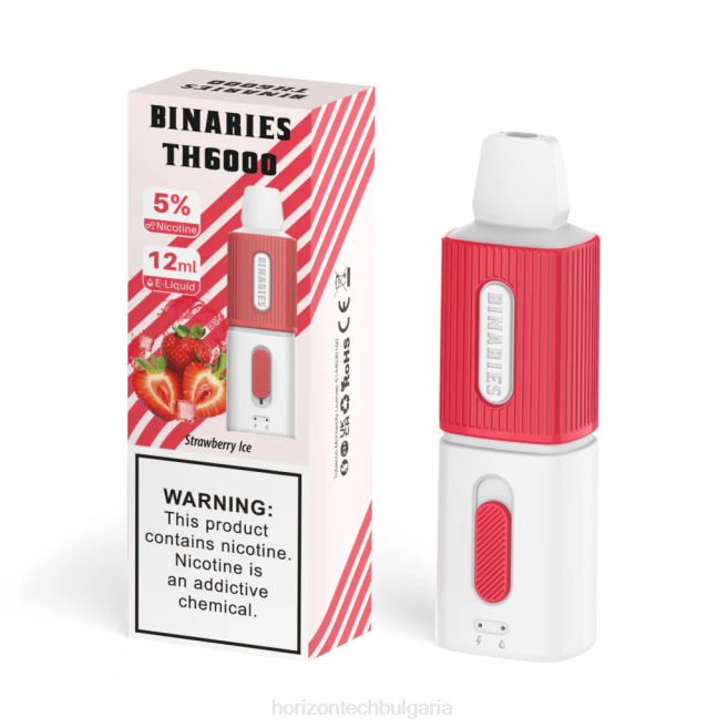 HorizonTech Binaries Cabin th6000 за еднократна употреба 12 мл ягодов лед P4F84 Horizon Tech Vape Tank