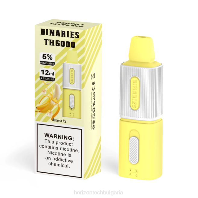 HorizonTech Binaries Cabin th6000 за еднократна употреба 12 мл бананов лед P4F897 Horizon Tech Vape