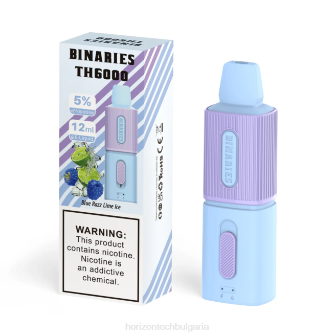 HorizonTech Binaries Cabin th6000 за еднократна употреба 12 мл blue razz лайм лед P4F8106 Horizontech Disposable Vape